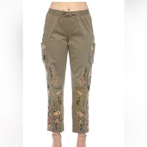 Johnny Was Biya Whitney Embroidered Pants Boho Chic Color MartiniOlive Size Xs